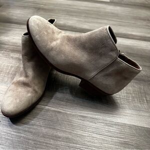 Sam Edelman Petty Ankle Boots Womens Beige Leather Side Zip Booties size 7.5 M